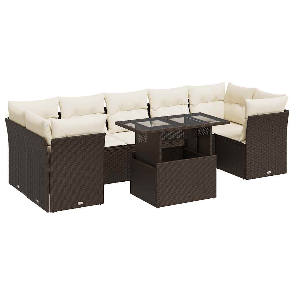 8-tlg. Garten-Sofagarnitur mit Kissen Braun Poly Rattan - Pazzar.ch