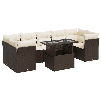 8-tlg. Garten-Sofagarnitur mit Kissen Braun Poly Rattan - Pazzar.ch