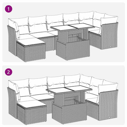 8-tlg. Garten-Sofagarnitur mit Kissen Hellgrau Poly Rattan - Pazzar.ch
