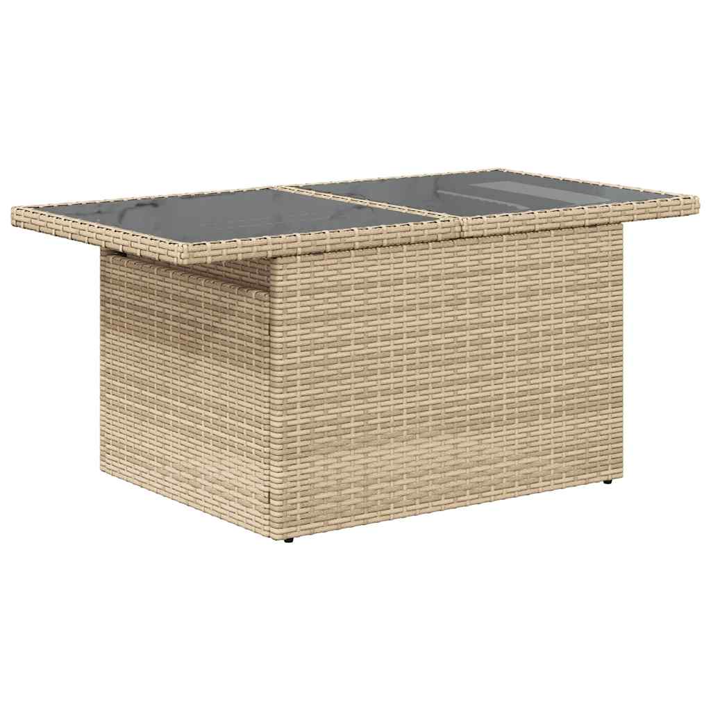 10-tlg. Garten-Sofagarnitur mit Kissen Beige Poly Rattan - Pazzar.ch