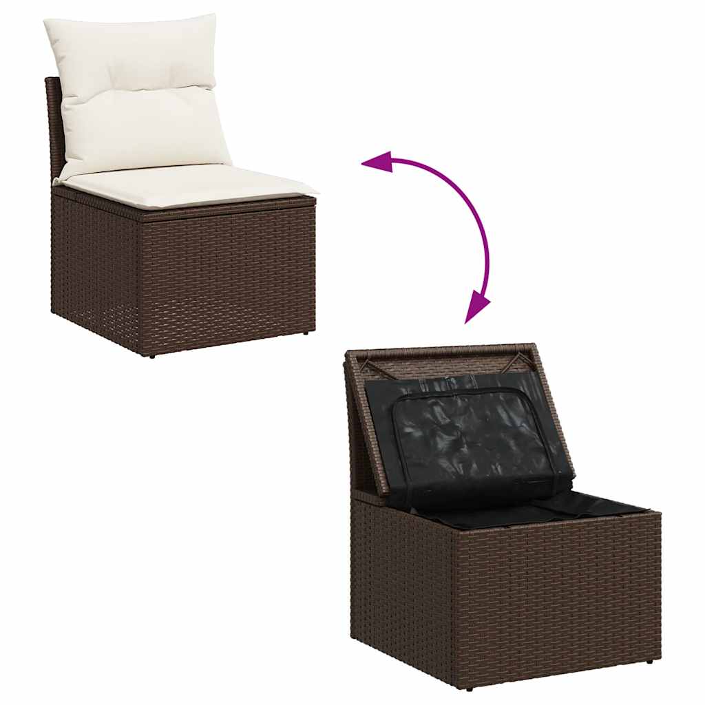 10-tlg. Garten-Sofagarnitur mit Kissen Braun Poly Rattan - Pazzar.ch