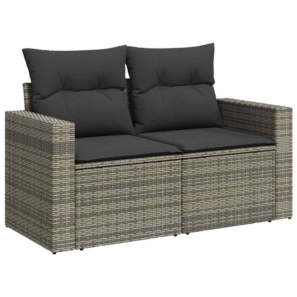 8-tlg. Garten-Sofagarnitur mit Kissen Grau Poly Rattan - Pazzar.ch