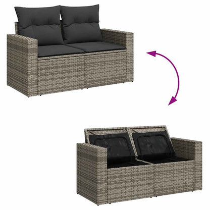 8-tlg. Garten-Sofagarnitur mit Kissen Grau Poly Rattan - Pazzar.ch