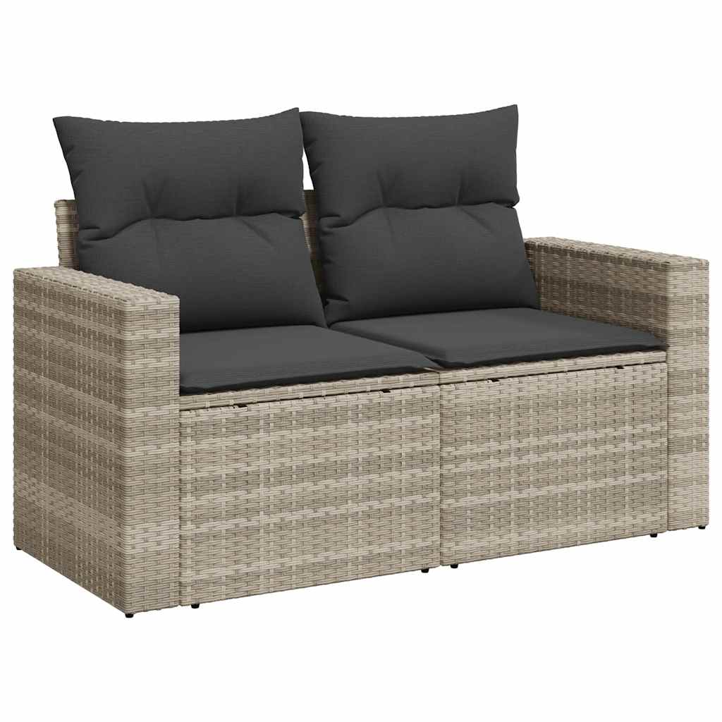8-tlg. Garten-Sofagarnitur mit Kissen Hellgrau Poly Rattan - Pazzar.ch
