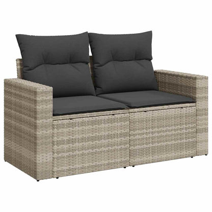 8-tlg. Garten-Sofagarnitur mit Kissen Hellgrau Poly Rattan - Pazzar.ch