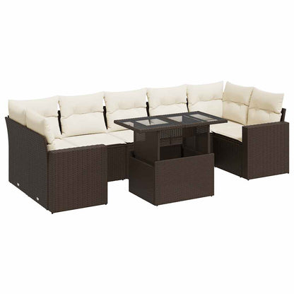 8-tlg. Garten-Sofagarnitur mit Kissen Braun Poly Rattan - Pazzar.ch