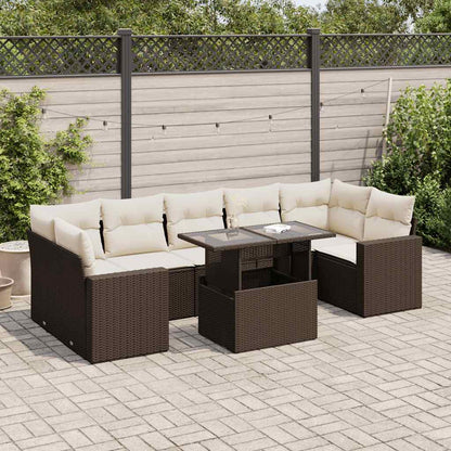 8-tlg. Garten-Sofagarnitur mit Kissen Braun Poly Rattan - Pazzar.ch