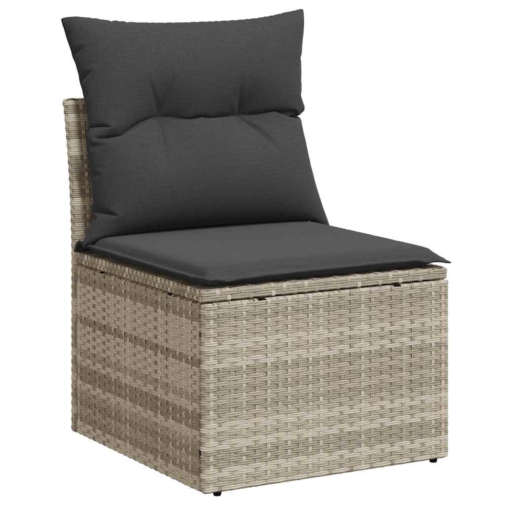 8-tlg. Garten-Sofagarnitur mit Kissen Hellgrau Poly Rattan - Pazzar.ch