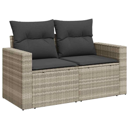 8-tlg. Garten-Sofagarnitur mit Kissen Hellgrau Poly Rattan - Pazzar.ch