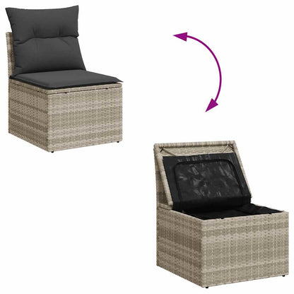 8-tlg. Garten-Sofagarnitur mit Kissen Hellgrau Poly Rattan - Pazzar.ch