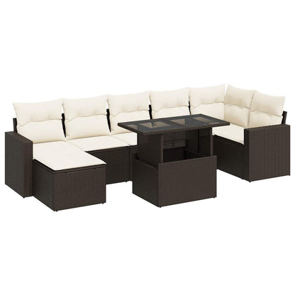 8-tlg. Garten-Sofagarnitur mit Kissen Braun Poly Rattan - Pazzar.ch