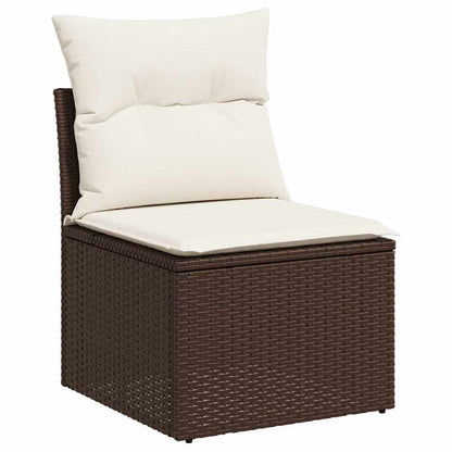 10-tlg. Garten-Sofagarnitur mit Kissen Braun Poly Rattan - Pazzar.ch