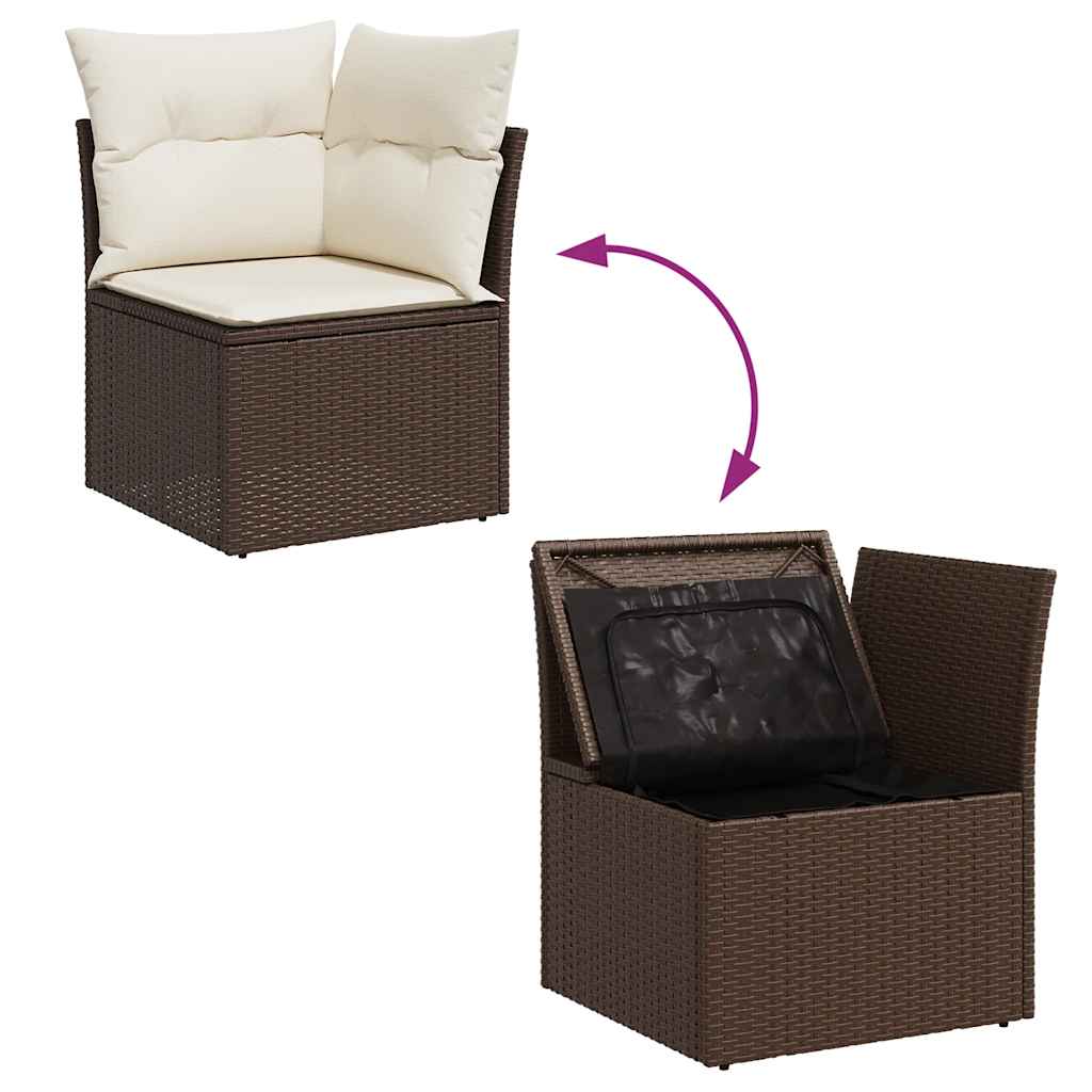 10-tlg. Garten-Sofagarnitur mit Kissen Braun Poly Rattan - Pazzar.ch