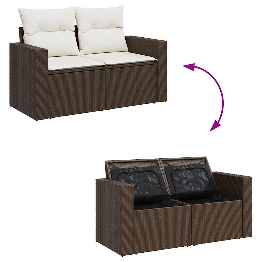 10-tlg. Garten-Sofagarnitur mit Kissen Braun Poly Rattan - Pazzar.ch