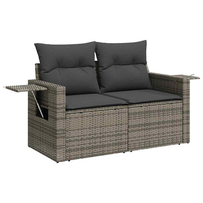 8-tlg. Garten-Sofagarnitur mit Kissen Grau Poly Rattan - Pazzar.ch