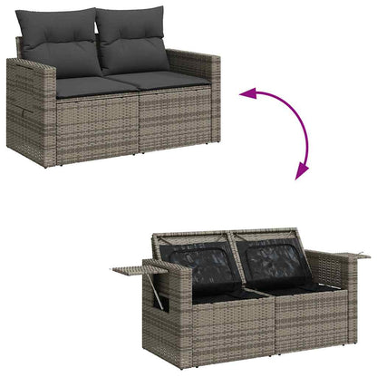 8-tlg. Garten-Sofagarnitur mit Kissen Grau Poly Rattan - Pazzar.ch