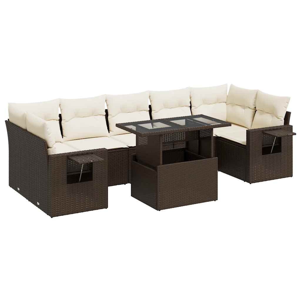 8-tlg. Garten-Sofagarnitur mit Kissen Braun Poly Rattan - Pazzar.ch