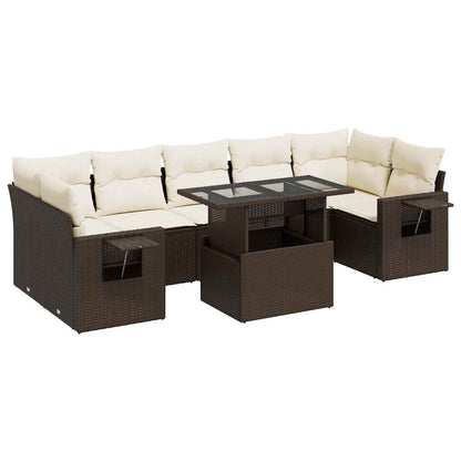 8-tlg. Garten-Sofagarnitur mit Kissen Braun Poly Rattan - Pazzar.ch
