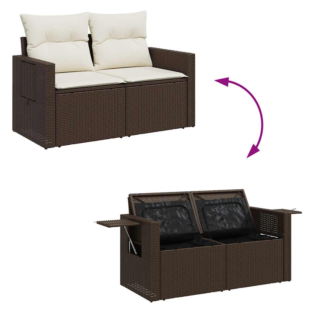 8-tlg. Garten-Sofagarnitur mit Kissen Braun Poly Rattan - Pazzar.ch