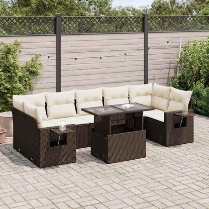 8-tlg. Garten-Sofagarnitur mit Kissen Braun Poly Rattan - Pazzar.ch