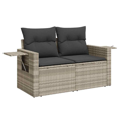 8-tlg. Garten-Sofagarnitur mit Kissen Hellgrau Poly Rattan - Pazzar.ch