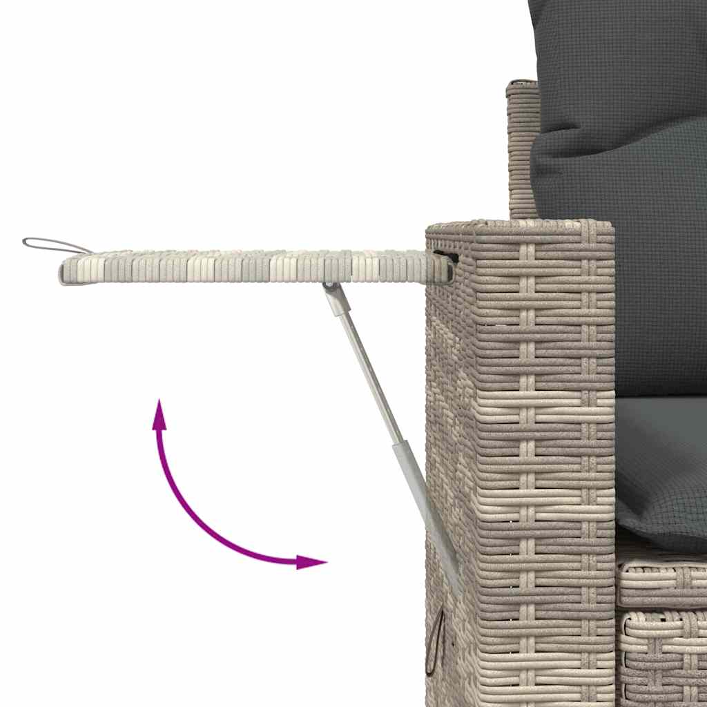8-tlg. Garten-Sofagarnitur mit Kissen Hellgrau Poly Rattan - Pazzar.ch