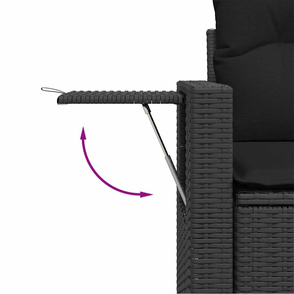 10-tlg. Garten-Sofagarnitur mit Kissen Schwarz Poly Rattan - Pazzar.ch