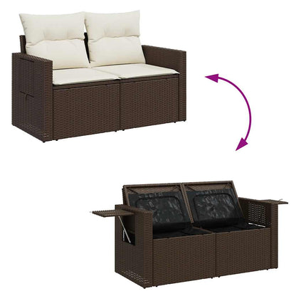 10-tlg. Garten-Sofagarnitur mit Kissen Braun Poly Rattan - Pazzar.ch