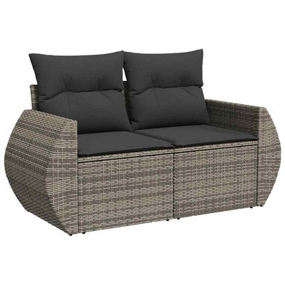 8-tlg. Garten-Sofagarnitur mit Kissen Grau Poly Rattan - Pazzar.ch