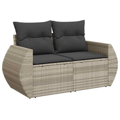 8-tlg. Garten-Sofagarnitur mit Kissen Hellgrau Poly Rattan - Pazzar.ch