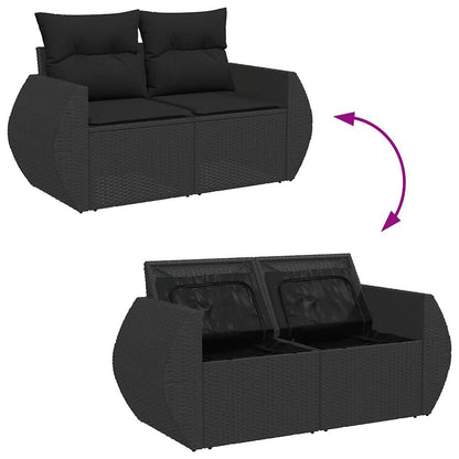 10-tlg. Garten-Sofagarnitur mit Kissen Schwarz Poly Rattan - Pazzar.ch