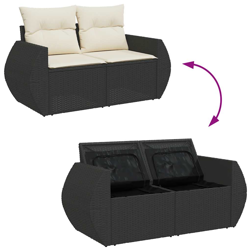 10-tlg. Garten-Sofagarnitur mit Kissen Schwarz Poly Rattan - Pazzar.ch