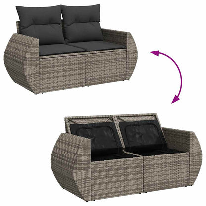 10-tlg. Garten-Sofagarnitur mit Kissen Grau Poly Rattan - Pazzar.ch