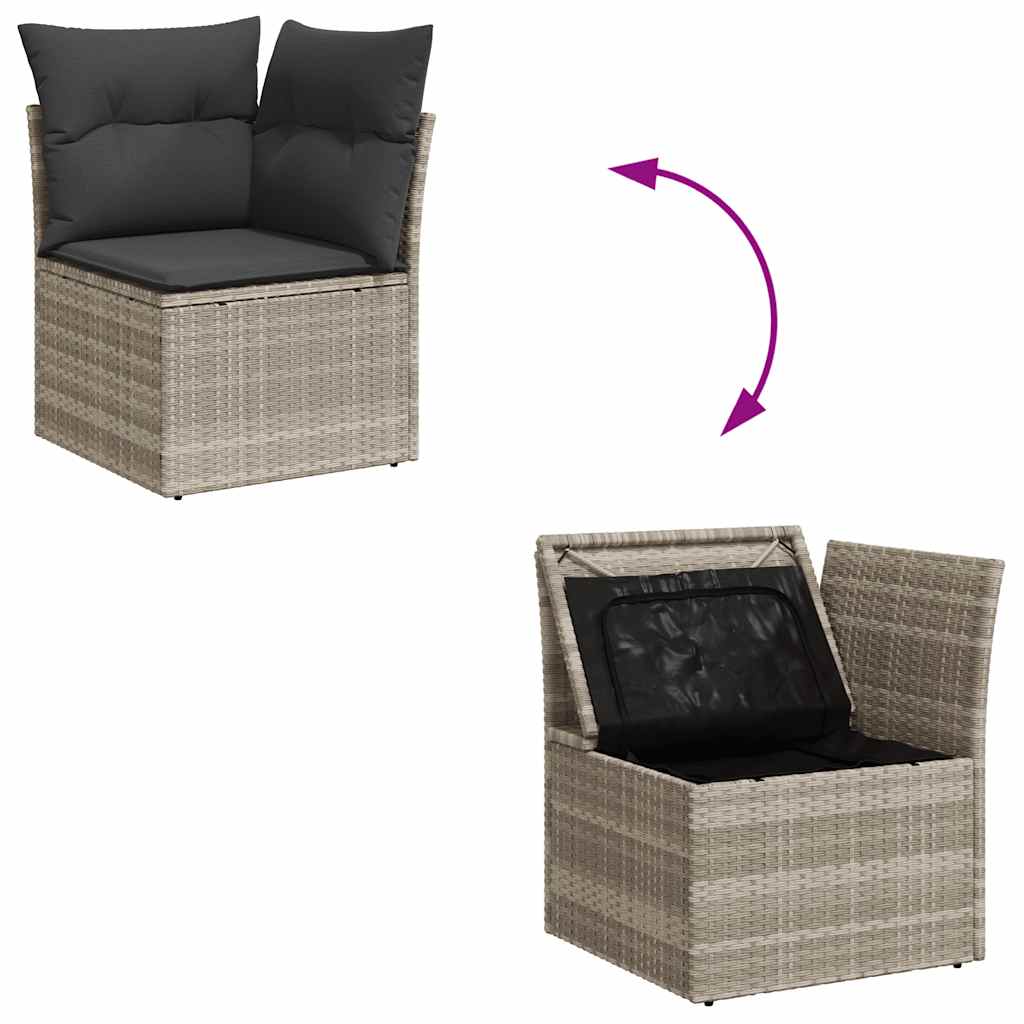 10-tlg. Garten-Sofagarnitur mit Kissen Hellgrau Poly Rattan - Pazzar.ch