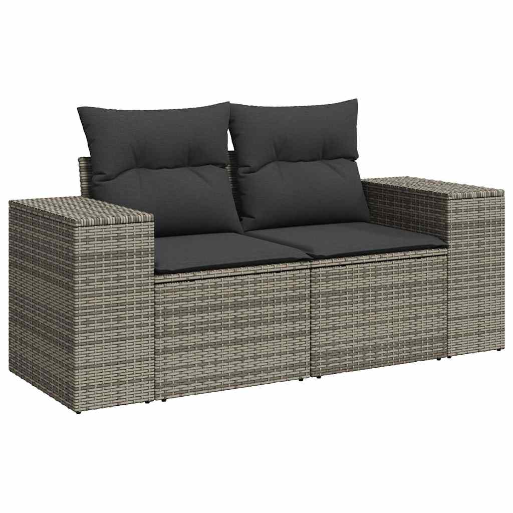 8-tlg. Garten-Sofagarnitur mit Kissen Grau Poly Rattan - Pazzar.ch
