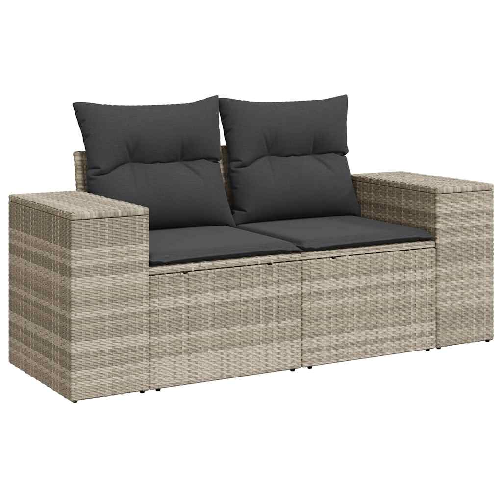 8-tlg. Garten-Sofagarnitur mit Kissen Hellgrau Poly Rattan - Pazzar.ch