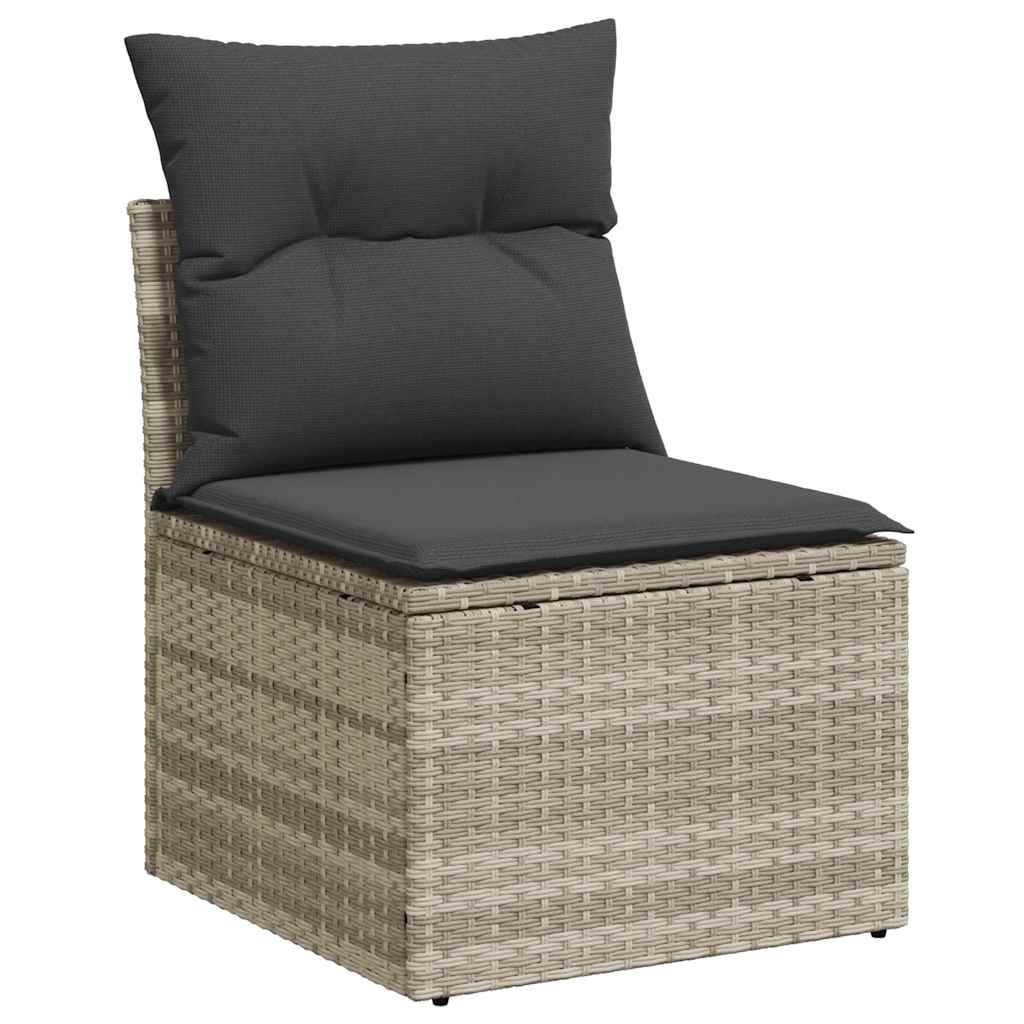 8-tlg. Garten-Sofagarnitur mit Kissen Hellgrau Poly Rattan - Pazzar.ch