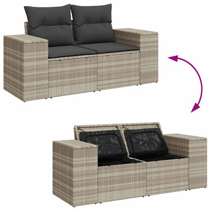8-tlg. Garten-Sofagarnitur mit Kissen Hellgrau Poly Rattan - Pazzar.ch