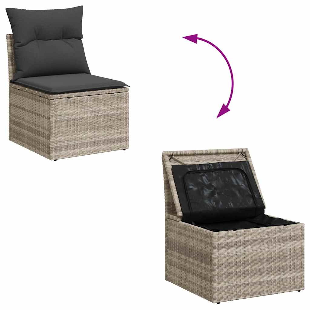 8-tlg. Garten-Sofagarnitur mit Kissen Hellgrau Poly Rattan - Pazzar.ch
