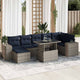 8-tlg. Garten-Sofagarnitur mit Kissen Grau Poly Rattan Akazie