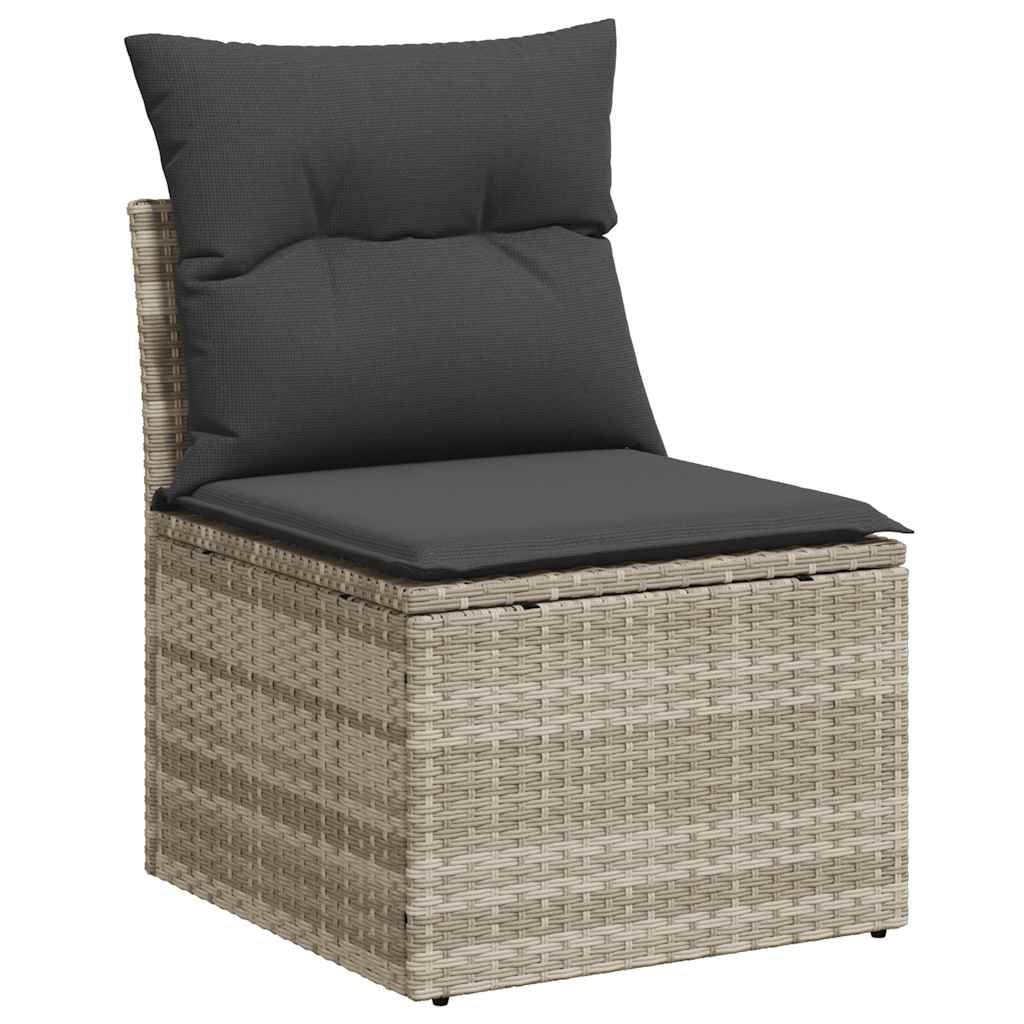 8-tlg. Garten-Sofagarnitur mit Kissen Hellgrau Poly Rattan - Pazzar.ch
