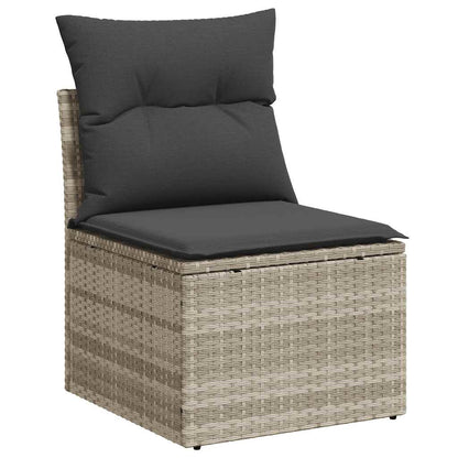 8-tlg. Garten-Sofagarnitur mit Kissen Hellgrau Poly Rattan - Pazzar.ch