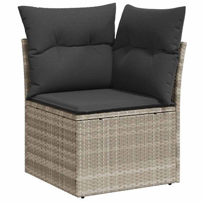 8-tlg. Garten-Sofagarnitur mit Kissen Hellgrau Poly Rattan - Pazzar.ch