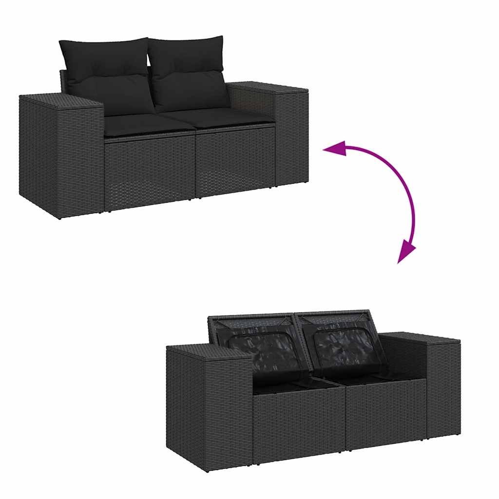 10-tlg. Garten-Sofagarnitur mit Kissen Schwarz Poly Rattan - Pazzar.ch