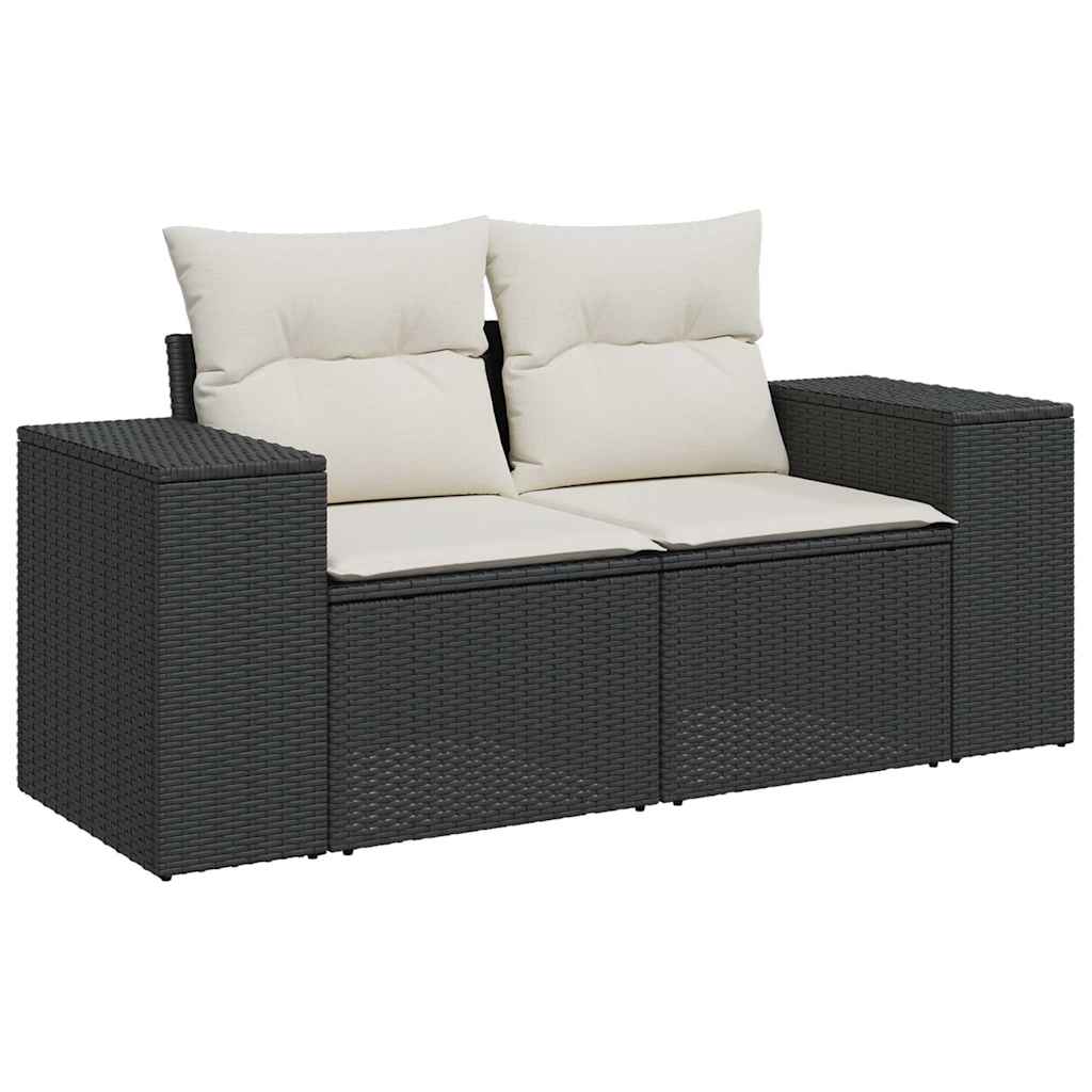 10-tlg. Garten-Sofagarnitur mit Kissen Schwarz Poly Rattan - Pazzar.ch