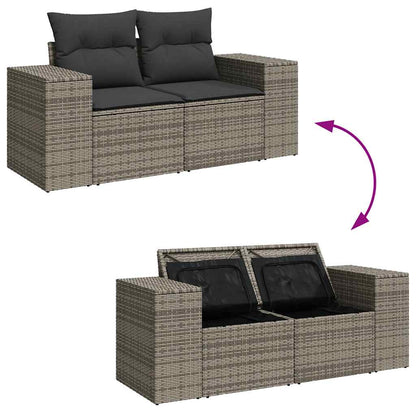 10-tlg. Garten-Sofagarnitur mit Kissen Grau Poly Rattan - Pazzar.ch