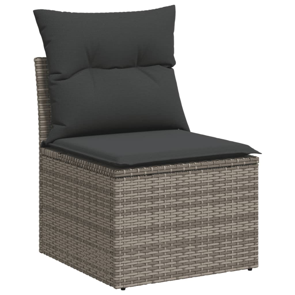 8-tlg. Garten-Sofagarnitur mit Kissen Grau Poly Rattan - Pazzar.ch