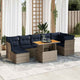 8-tlg. Garten-Sofagarnitur mit Kissen Grau Poly Rattan