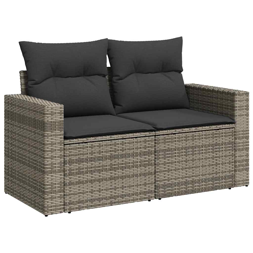 8-tlg. Garten-Sofagarnitur mit Kissen Grau Poly Rattan - Pazzar.ch