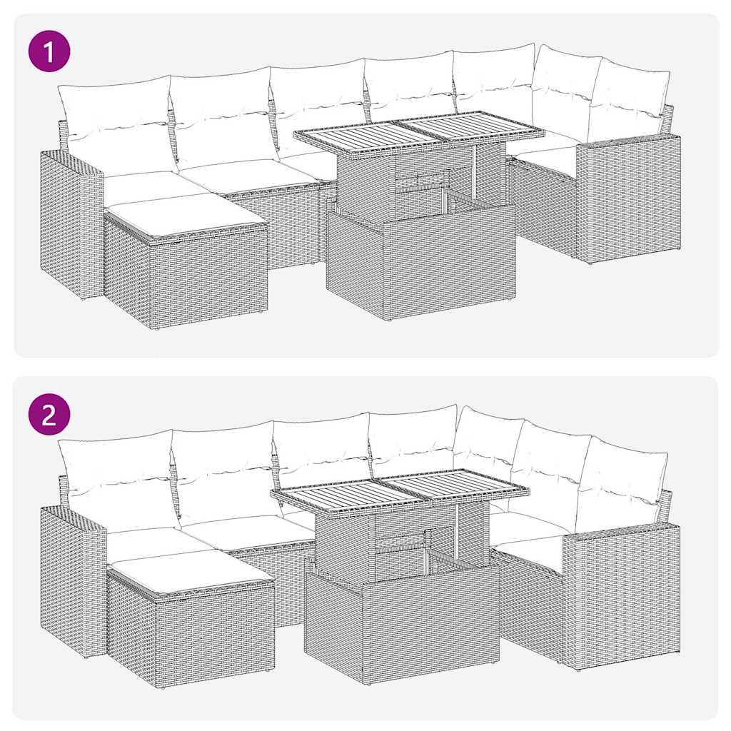 8-tlg. Garten-Sofagarnitur mit Kissen Grau Poly Rattan - Pazzar.ch